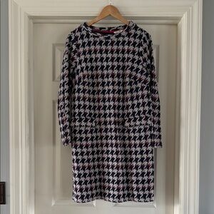 Stylish Houndstooth Dress - Black, White, Red
